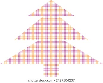 tree shape icon swith small gingham inside different shades and colors. tree shape vector illustration.