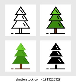 Tree shape icon vector design in filled, thin line, outline and flat style.