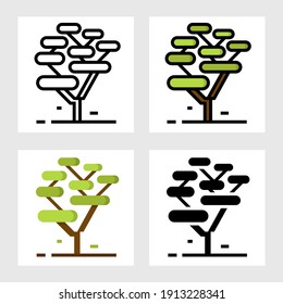 Tree shape icon vector design in filled, thin line, outline and flat style.
