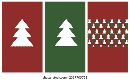 Tree shape kit for creating postcards or posters. Included Christmas,repeating pattern.