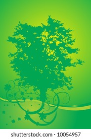 Tree shape with little clover shapes around