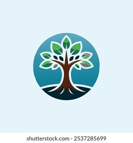Tree shape logo template Tree abstract green tree logo Hand and tree logo design template in flat 

