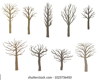 Tree shape set - vector tree silhouette illustration collection.