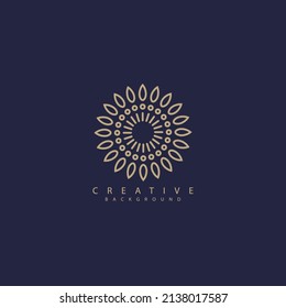 Tree shape sunflower vector logos. Nature trees vector illustration logo design, gold leaf with modern concept black background