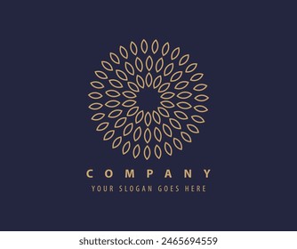 Tree shape sunflower vector logos. Nature trees vector illustration logo design. gold leaf
