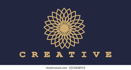 Tree shape sunflower vector logos. Nature trees vector illustration logo design, gold leaf