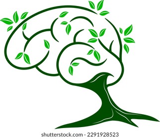 Baum in Form eines menschlichen Gehirns. Symboldesign, Vorlageninspirierung. Vektorgrafik.