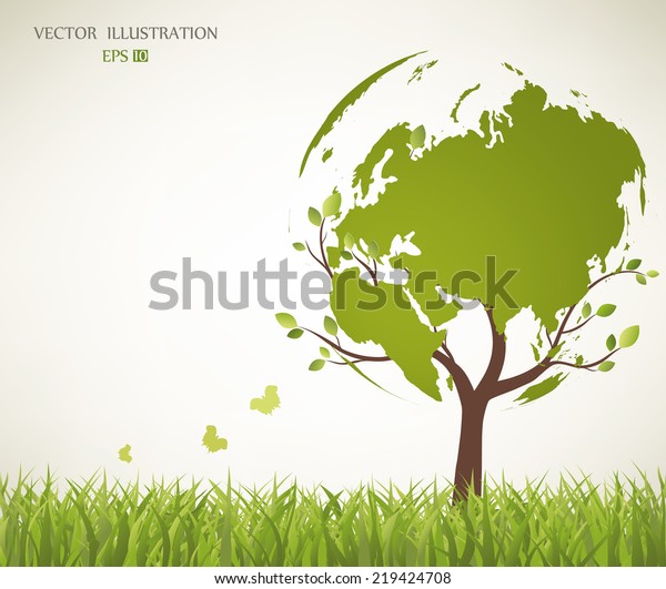 Stock vektor „Tree Shaped Like World Map“ (bez autorských poplatků ...