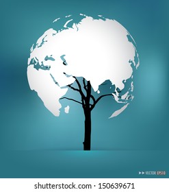Tree shaped world map. Vector illustration.