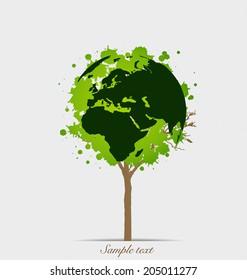 Tree shaped world map. Vector illustration.