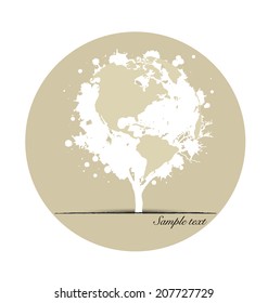 Tree shaped world map. Vector illustration.
