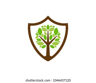Tree Shield Icon Logo Design Element
