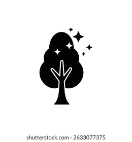 Tree with Shining Star on Top, Holiday and Christmas Symbol