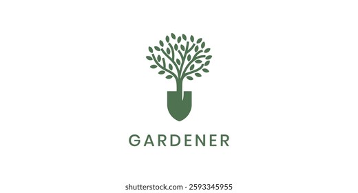 Tree shovel logo design, garden spade icon