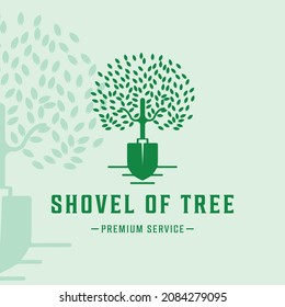 tree of shovel logo modern vintage colorful vector illustration template icon graphic design