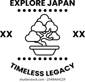 A tree is shown in a pot with the words Explore Japan Timeless Legacy