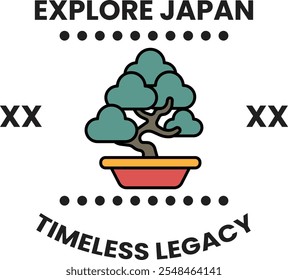 A tree is shown in a pot with the words Explore Japan Timeless Legacy