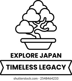 A tree is shown in a pot with the words Explore Japan and Timeless Legacy