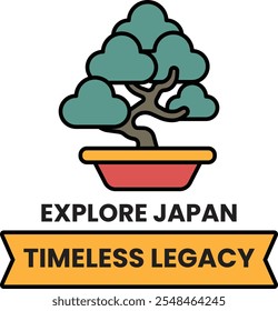 A tree is shown in a pot with the words Explore Japan and Timeless Legacy