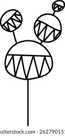 A tree is shown with round, patterned leaves attached to a single stem.  This plant boasts bold, geometric motif on its circular foliage, creating an abstract floral form. Cartoon vector illustration
