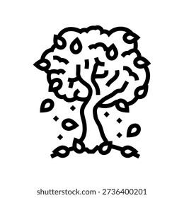 tree sick yellow leaves line icon vector. tree sick yellow leaves sign. isolated contour symbol black illustration