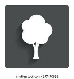 Tree sign icon. Forest symbol. Gray flat button with shadow. Modern UI website navigation. Vector