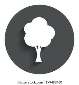 Tree sign icon. Forest symbol. Circle flat button with shadow. Modern UI website navigation. Vector