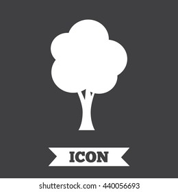 Tree sign icon. Forest symbol. Graphic design element. Flat tree symbol on dark background. Vector