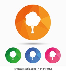 Tree sign icon. Forest symbol. Triangular low poly button with flat icon. Vector