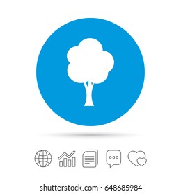 Tree sign icon. Forest symbol. Copy files, chat speech bubble and chart web icons. Vector