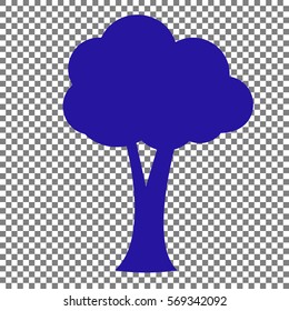 Tree sign illustration. Blue icon on transparent background.