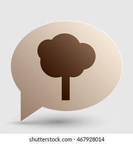 Tree sign illustration. Brown gradient icon on bubble with shadow.