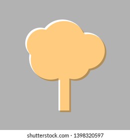 Tree sign illustration. Emboss effect with light orange icon on gray background.