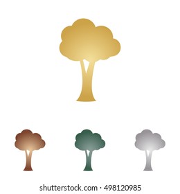 Tree sign illustration. Metal icons on white backgound.
