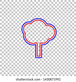 Tree sign illustration. Red, white and contour icon at transparent background. Illustration.