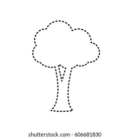 Tree sign illustration. Vector. Black dashed icon on white background. Isolated.
