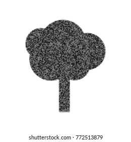 Tree sign illustration. Vector. Black icon from many ovelapping circles with random opacity on white background. Noisy. Isolated.