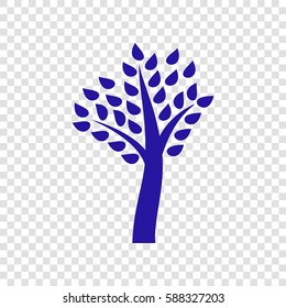 Tree sign illustration. Vector. Blue icon on transparent background.