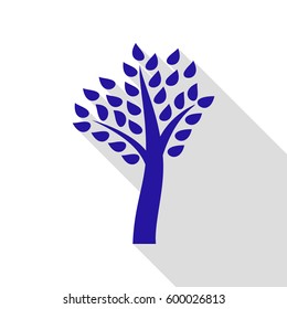 Tree sign illustration. Vector. Blue icon with flat style shadow path on white background.