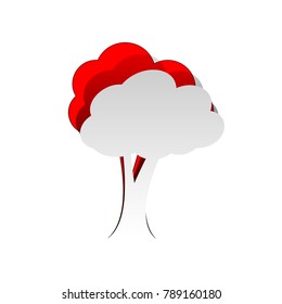 Tree sign illustration. Vector. Detachable paper icon with red body stock. Isolated.
