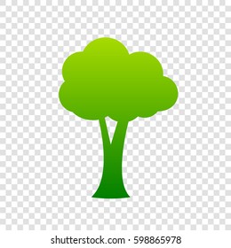 Tree sign illustration. Vector. Green gradient icon on transparent background.