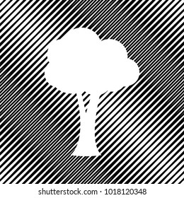 Tree sign illustration. Vector. Icon. Hole in moire background.