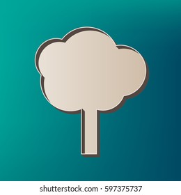 Tree sign illustration. Vector. Icon printed at 3d on sea color background.