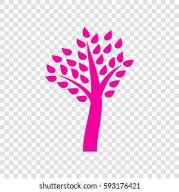 Tree sign illustration. Vector. Magenta icon on transparent background.