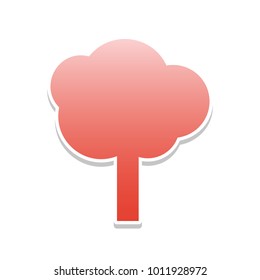 Tree sign illustration. Vector. Reddish icon with white and gray shadow on white background. Isolated.