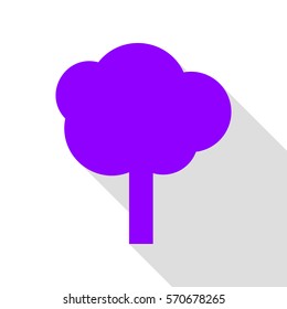 Tree sign illustration. Violet icon with flat style shadow path.
