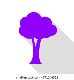 Tree sign illustration. Violet icon with flat style shadow path.