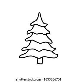 Tree sign isolated on white background. Fir icon in outline style symbol.  Simple vector illustration