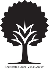 Vector de la silueta del árbol en el fondo blanco