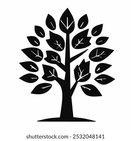 Vector sihlouette del árbol aislado en el fondo blanco